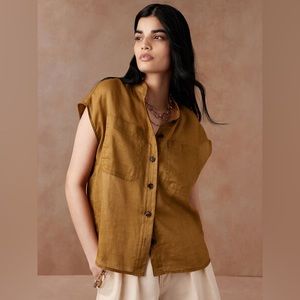 Banana Republic Ramie Utility Safari Shirt 2022 Size Medium Petite